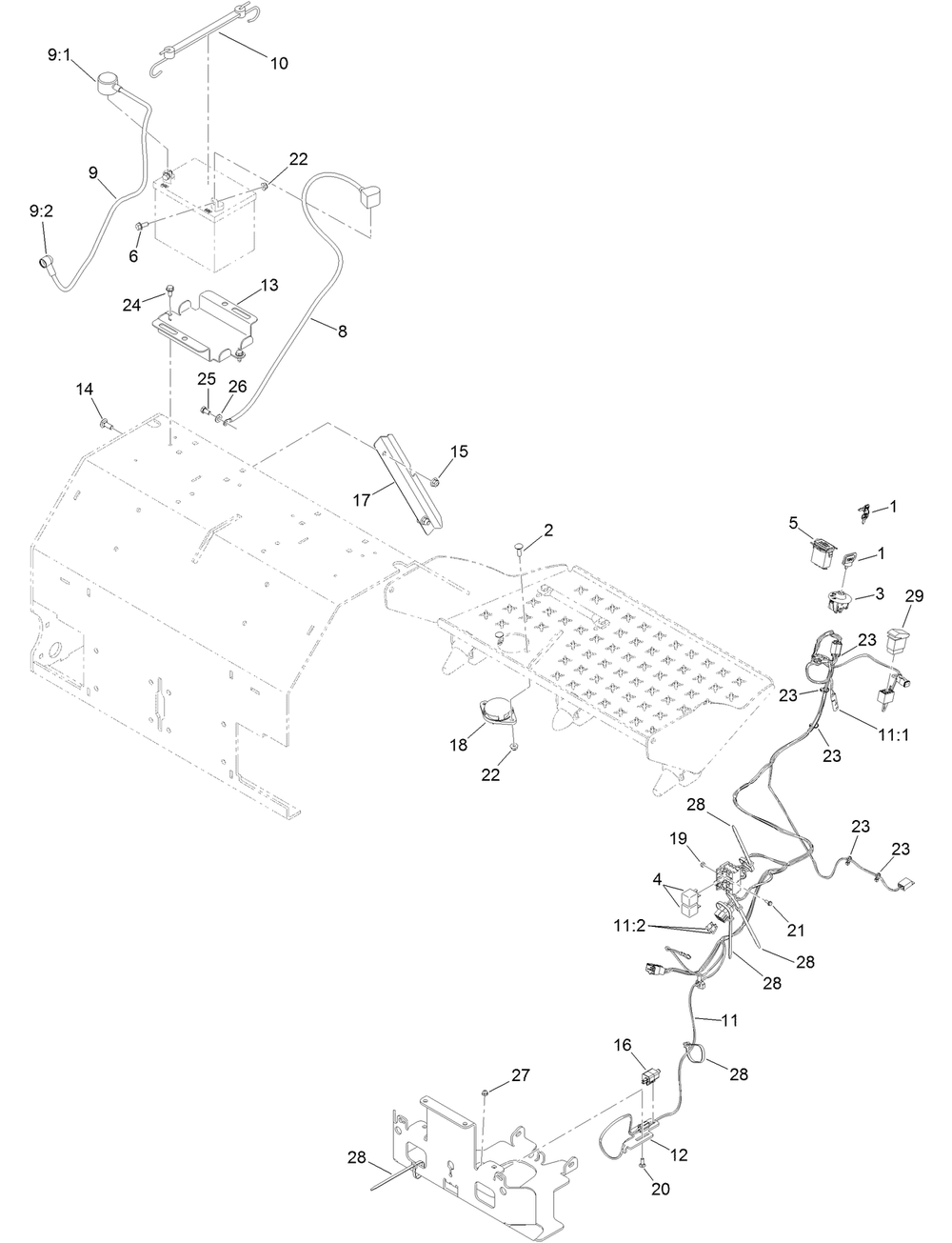Electrical Assembly Diagram and Parts List for 29519 400000000 - 999999999 Toro Aerator
