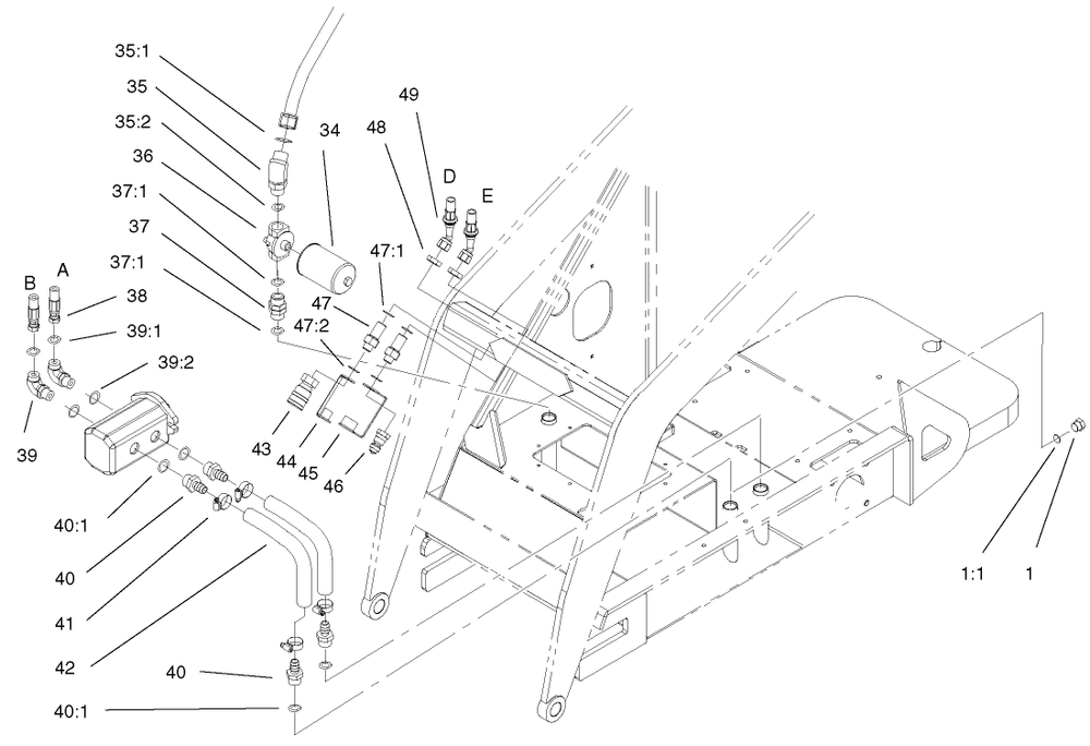 Hydraulic Assembly (Continued) Diagram and Parts List for 22304 890001 - 899999 Toro Lawn Tractor Accessories