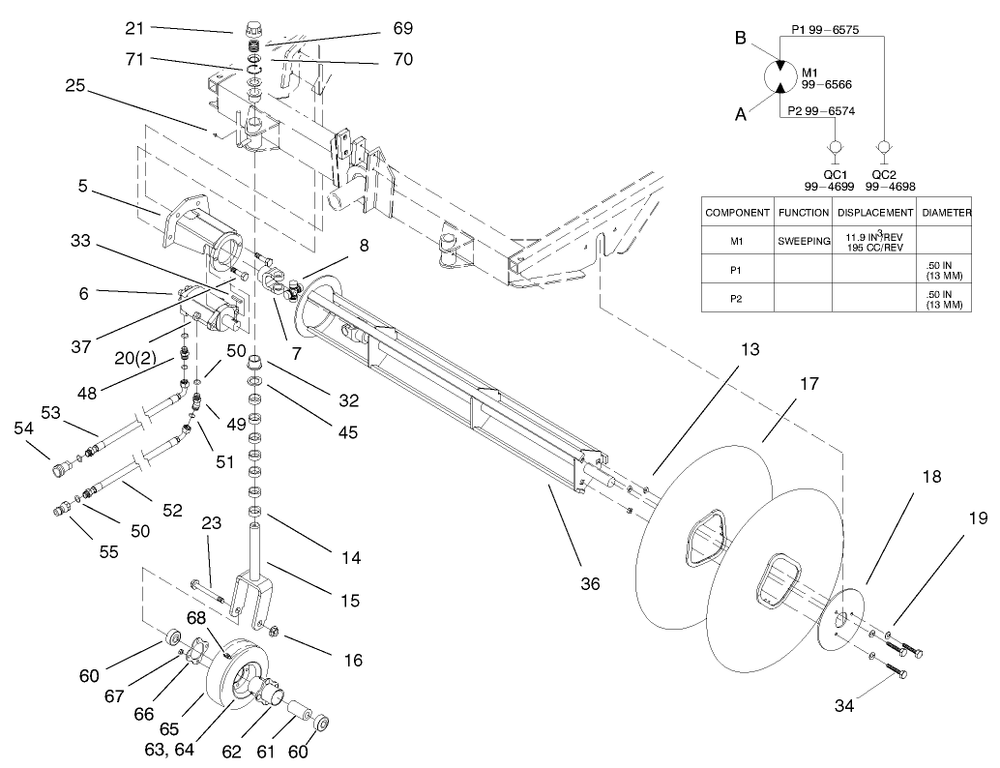 Rotor Assembly Diagram and Parts List for 22415 990001 - 999999 Toro Lawn Tractor Accessories