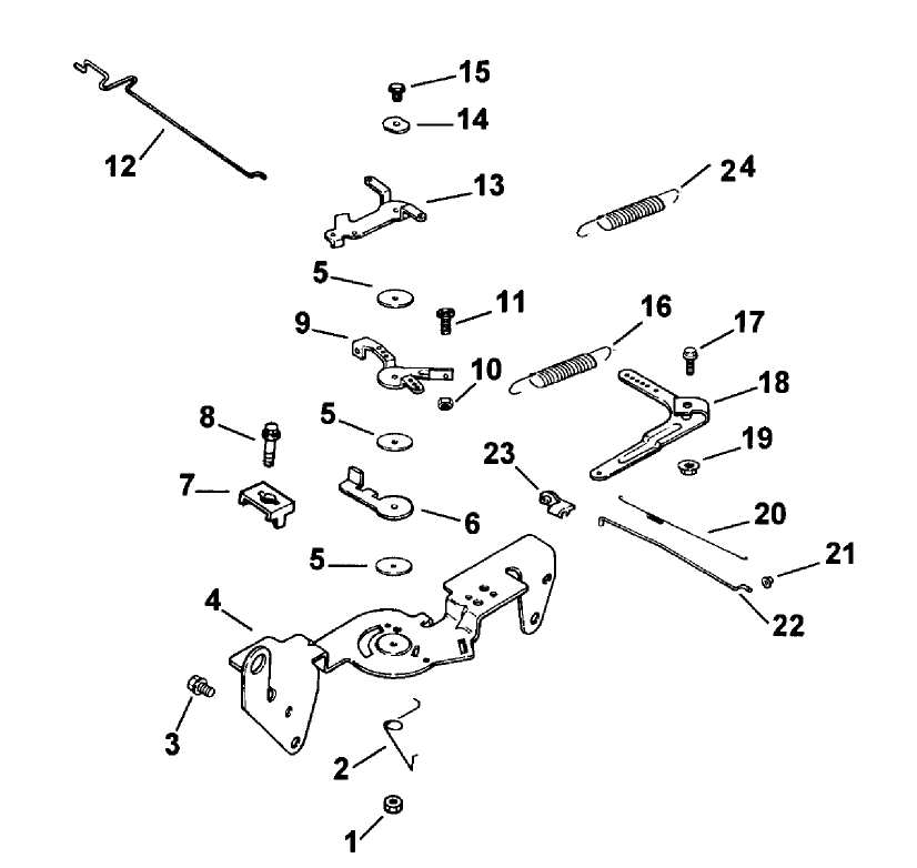 Engine Controls Diagram and Parts List for 74187 (200000501-200999999)(2000) Toro Lawn Mower