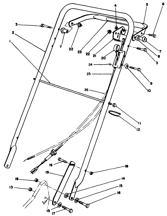 Handle Assembly (Model 22035) Diagram and Parts List for 22035 9000001 - 9006453 Toro Lawn Mower
