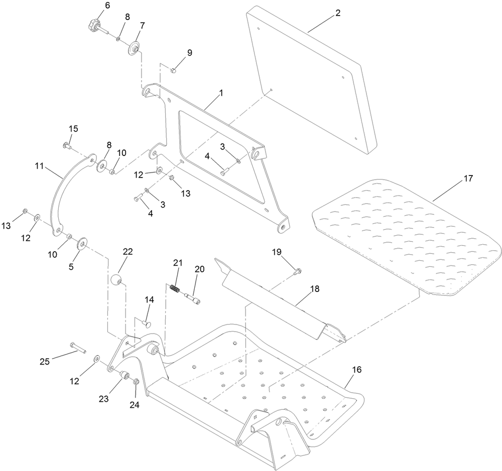 Platform Assembly Diagram and Parts List for 72505 411800000 - 412999999 Toro Lawn Mower