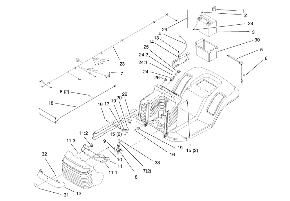 Electrical Assembly Diagram and Parts List for 71190 7900001 - 7999999 Toro Lawn Tractor