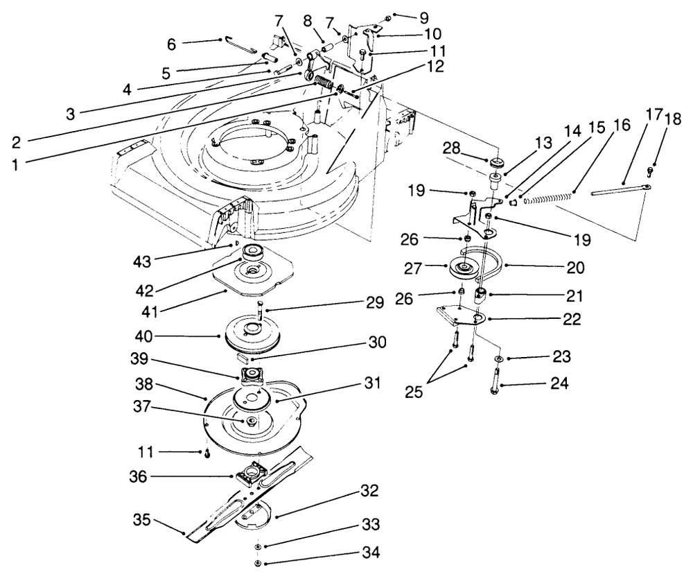 Blade Brake Clutch Assembly Diagram and Parts List for 26683 0000001 - 0999999 Toro Lawn Mower