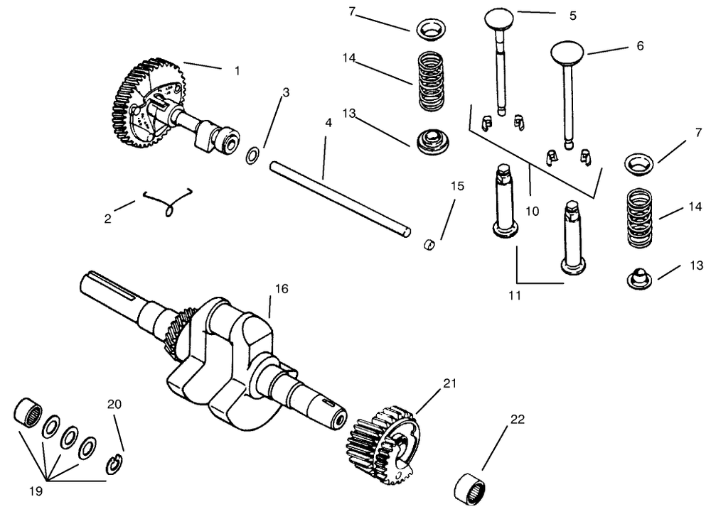 Camshaft, Crankshaft And Valves Diagram and Parts List for 73363 7900001 - 7999999 Toro Lawn Tractor