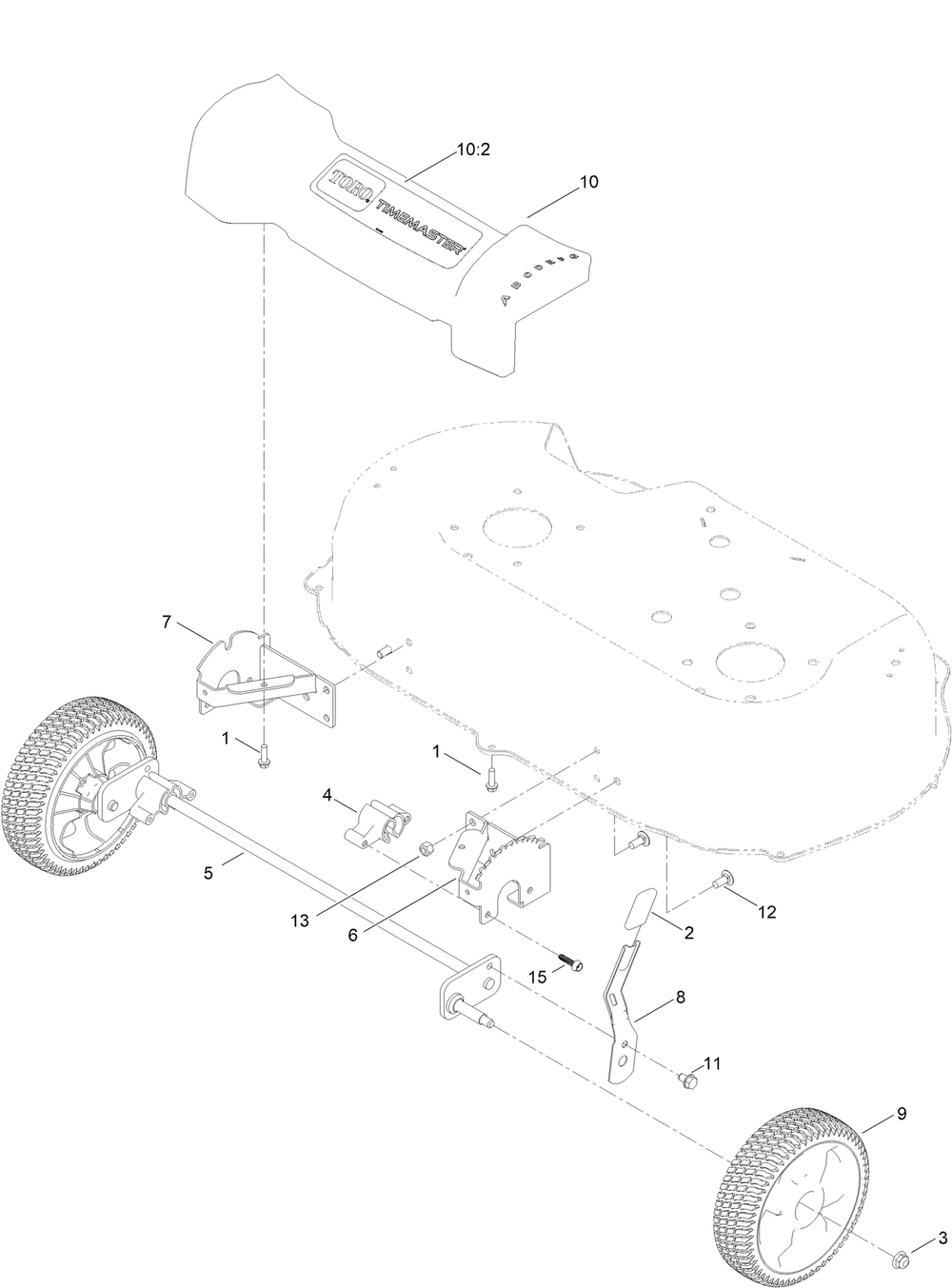 Front Wheel And Height-Of-Cut Assembly Diagram and Parts List for 21199HD 413000000 - 999999999 Toro Lawn Mower