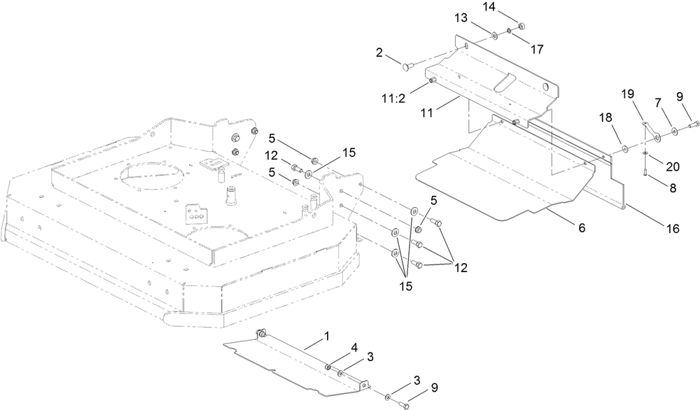 Guard And Drag Shield Assembly Diagram and Parts List for 2711 315000001 - 315999999 Toro Lawn Tractor Accessories
