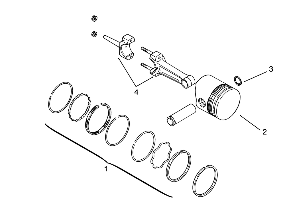 Piston And Rings Diagram and Parts List for 73320 3900001 - 3999999 Toro Lawn Tractor