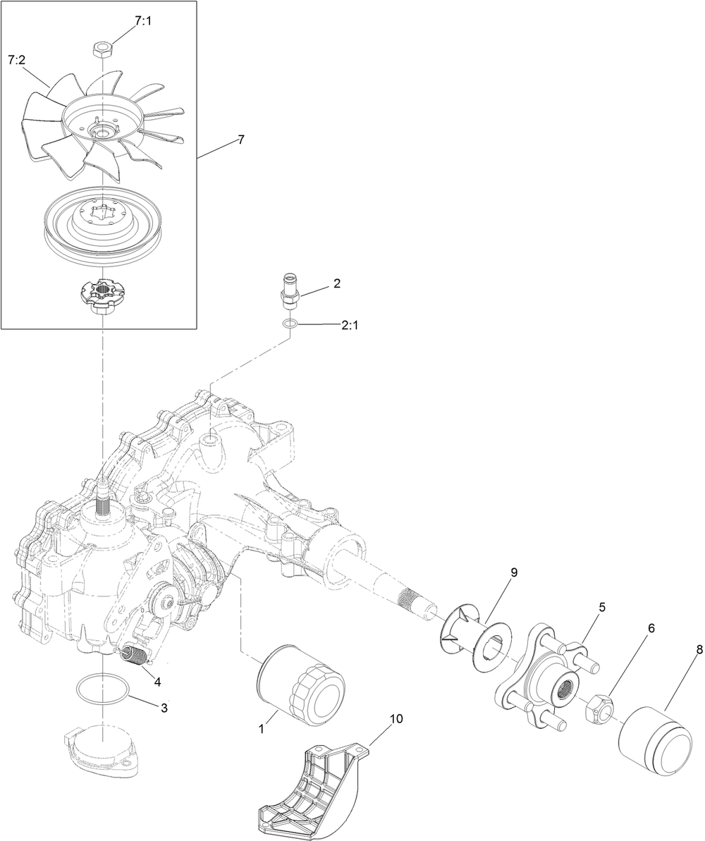 Lh Transaxle Assembly 1 Diagram and Parts List for 74453TE 404621105-999999999 Toro Lawn Tractor