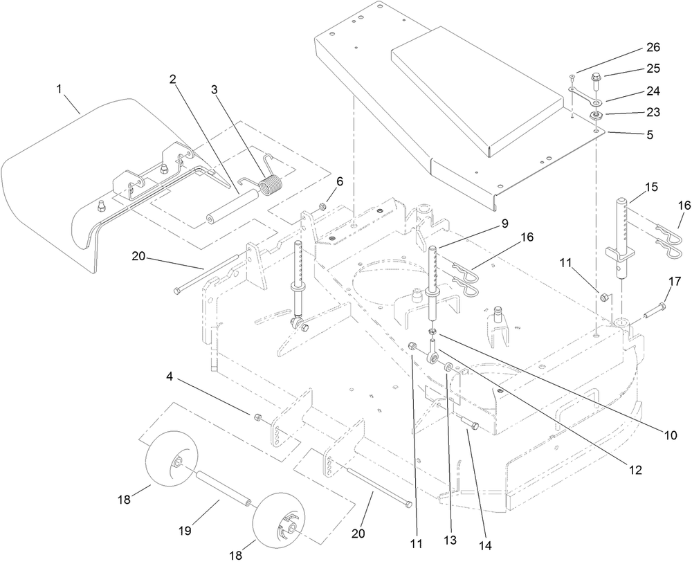 Deck Deflector, Roller And Cover Assembly Diagram and Parts List for 30071 404320000-999999999 Toro Lawn Mower
