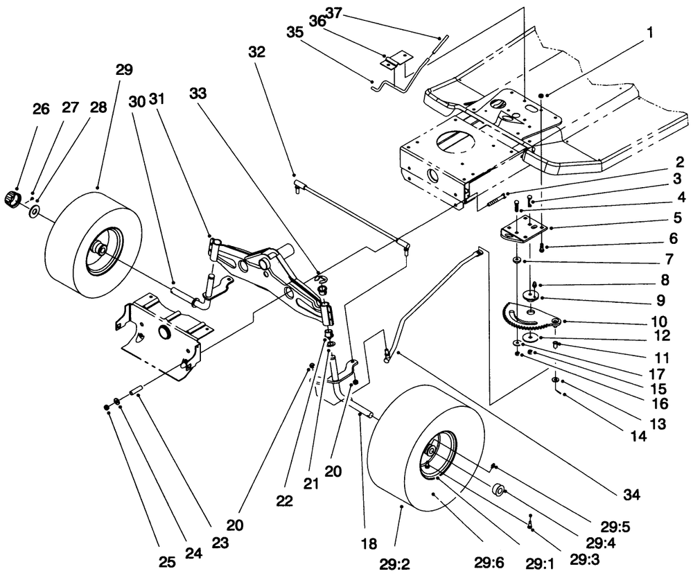 Front Axle Assembly Diagram and Parts List for 71192 5900001 - 5999999 Toro Lawn Tractor