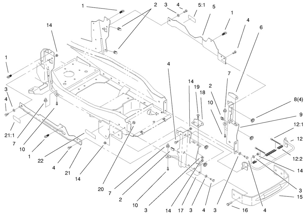 Bumper And Hood Assembly Diagram and Parts List for 73560 8900001 - 8999999 Toro Lawn Tractor