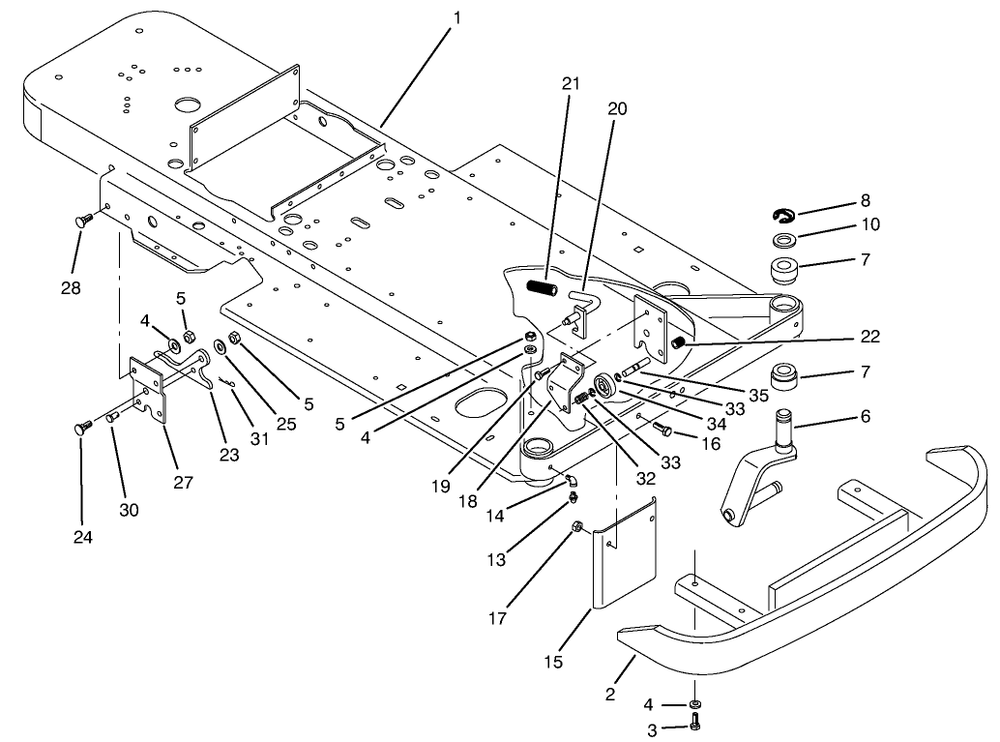 Frame & Front Wheel Fork Assembly Diagram and Parts List for 74101 390001 - 399999 Toro Lawn Tractor