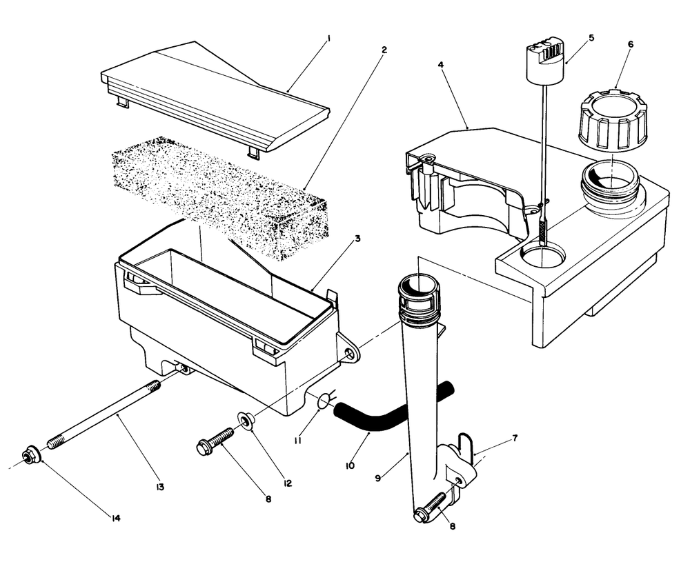 Air Cleaner & Fuel Tank Assembly(Model No. Vmg6) Diagram and Parts List for 20526C 7000001 - 7999999 Toro Lawn Mower