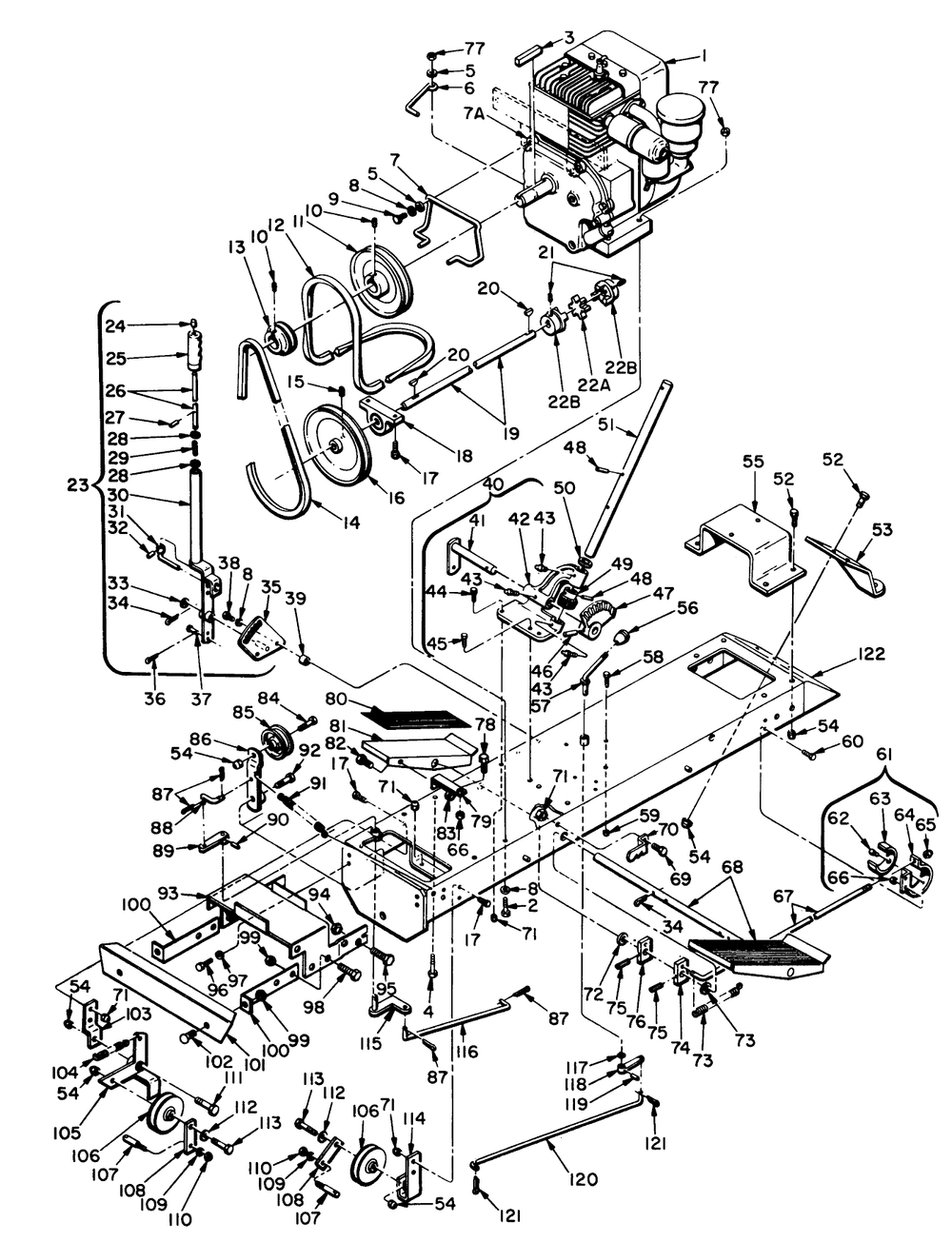 Engine And Chassis Group Diagram and Parts List for 55001 8000001 - 8999999 Toro Lawn Tractor
