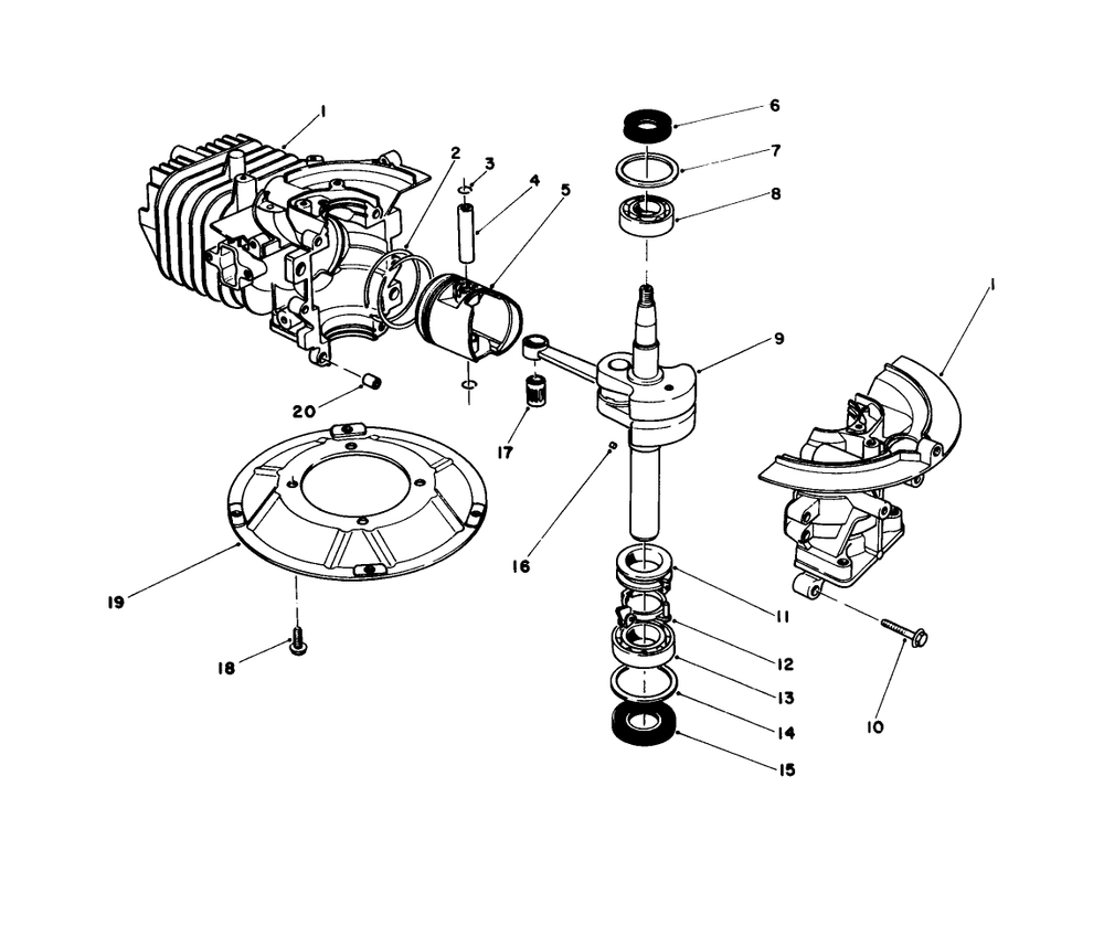 Crankshaft Assembly Diagram and Parts List for 16202C 5000001 - 5999999 Toro Lawn Mower