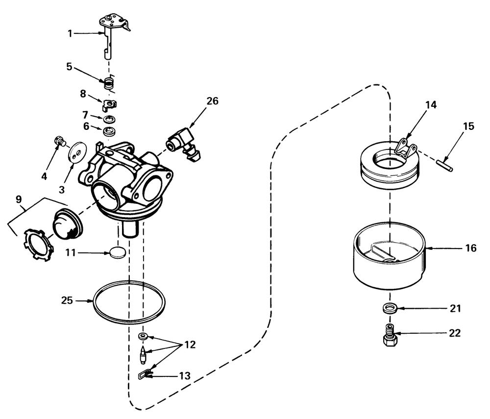 Carburetor No. 632050 Diagram and Parts List for 18015 9000001 - 9999999 Toro Lawn Mower