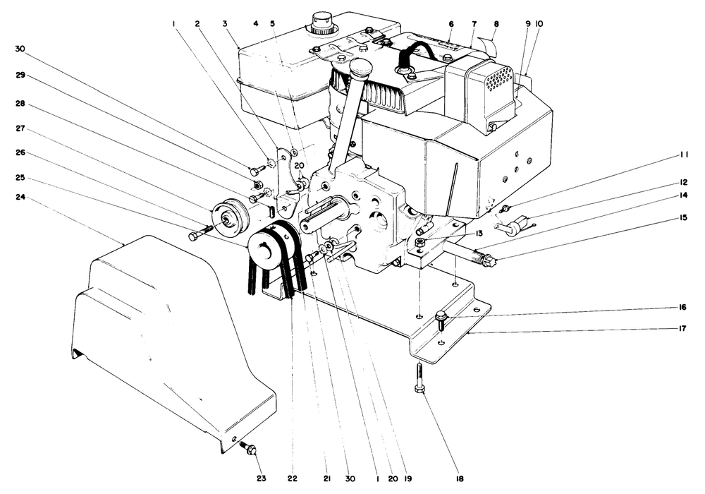 Engine Assembly Diagram and Parts List for 38080 9000001 - 9999999 Toro Snow Blower