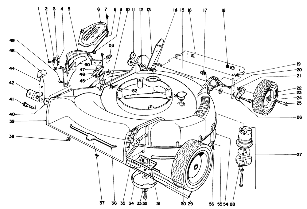Housing Assembly Model No. 18070 Diagram and Parts List for 18171 1000001 - 1999999 Toro Lawn Mower