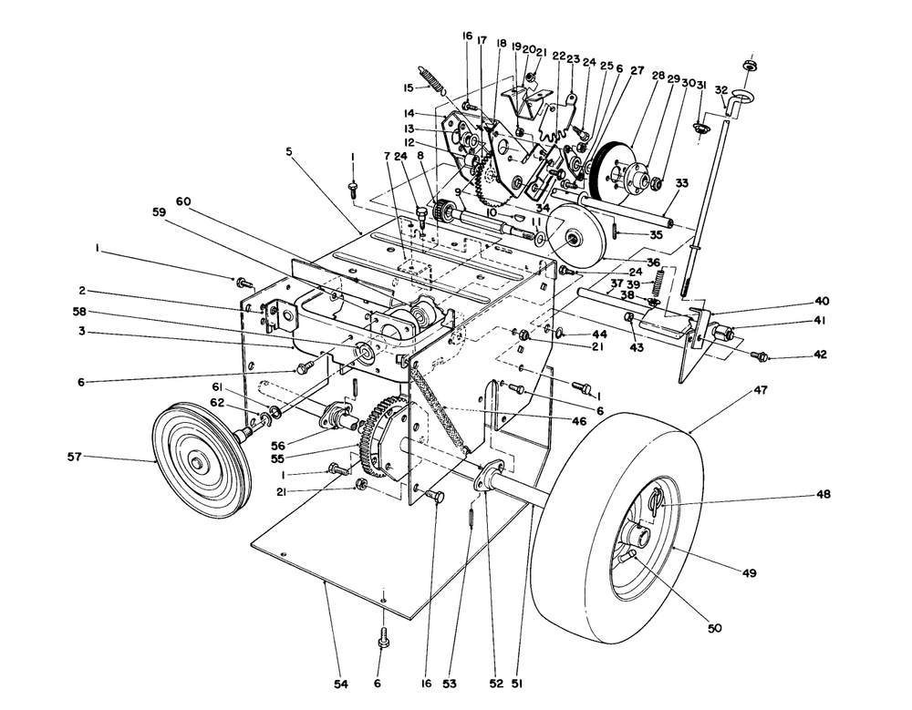Traction Assembly Diagram and Parts List for 38054 3900001 - 3999999 Toro Snow Blower