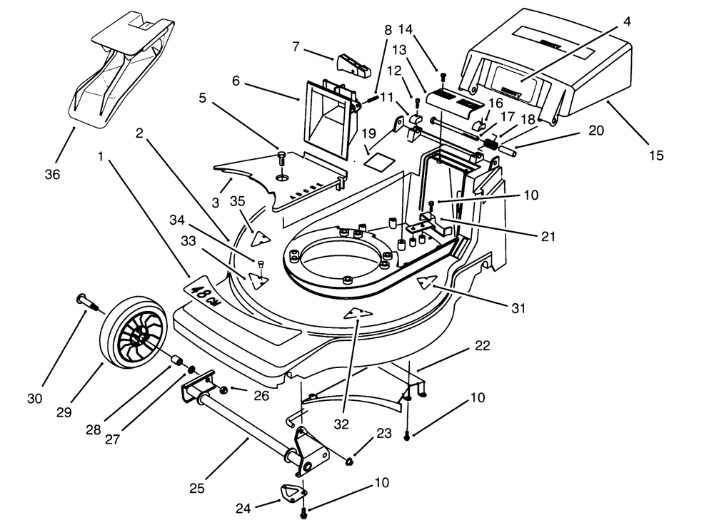 Housing Assembly Diagram and Parts List for 20820BC 5900001 - 5999999 Toro Lawn Mower