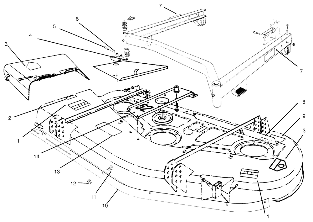 Decals, Baffle & Retainers Diagram and Parts List for 30767 690001 - 699999 Toro Lawn Mower