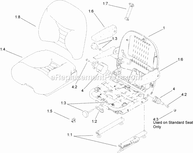 Deluxe Seat Assembly No. 110-0838 Diagram and Parts List for 74263CP 270000001-270999999 Toro Lawn Mower
