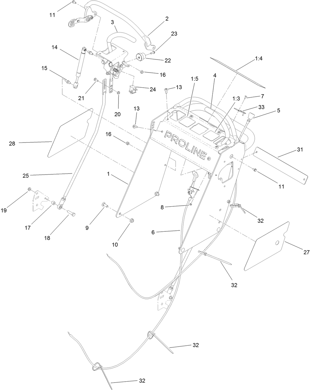 Operator Control Assembly Diagram and Parts List for 44424TE 413000000 - 999999999 Toro Lawn Mower