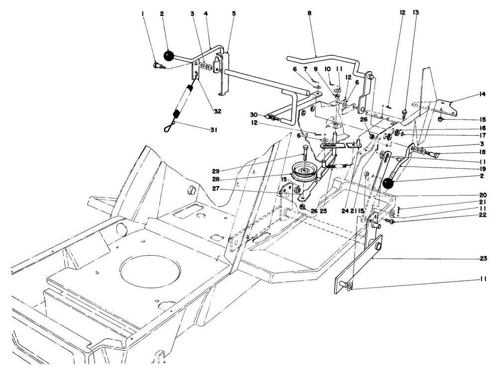 Shift & Clutch Assembly Diagram and Parts List for 57357 3000001 - 3999999 Toro Lawn Tractor
