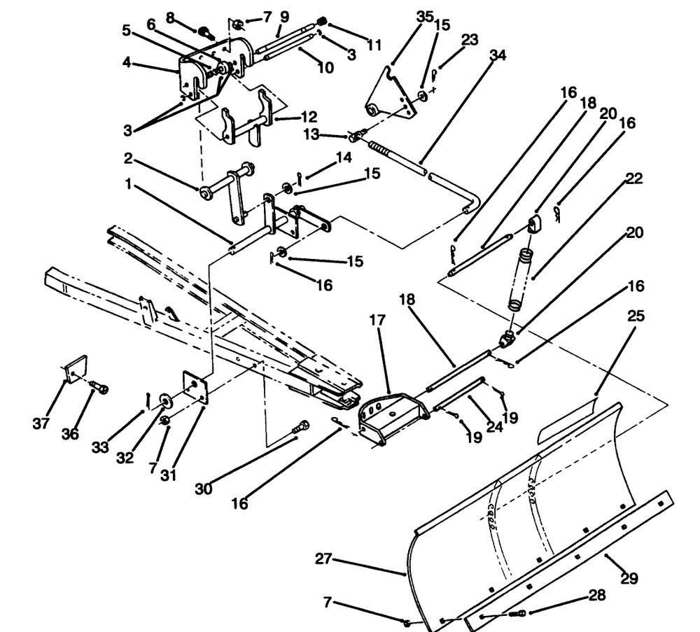 Blade Assembly Diagram and Parts List for 79251 49000001 - 49999999 Toro Snow Blower