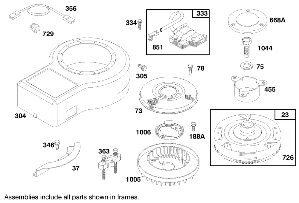 Engine Briggs & Stratton Model 28m707-0127-01 Diagram and Parts List for 71185 7900001 - 7999999 Toro Lawn Tractor