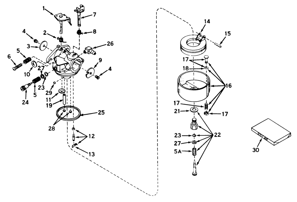 Carburetor No. 631581 Diagram and Parts List for 18070 2000001 - 2999999 Toro Lawn Mower
