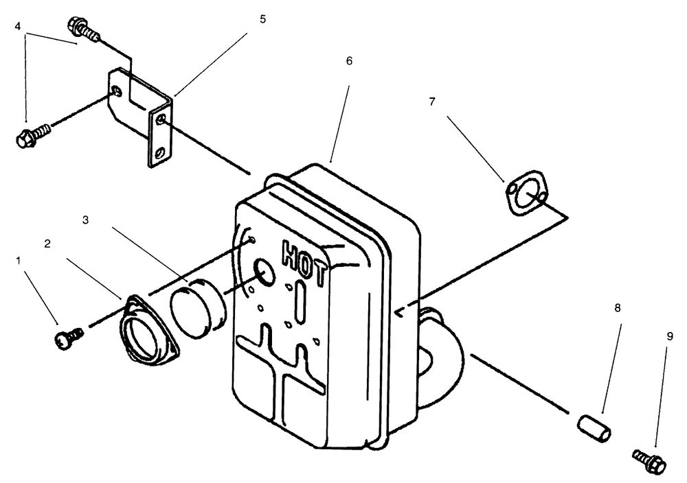 Muffler Diagram and Parts List for 30165 690001 - 699999 Toro Lawn Tractor Accessories