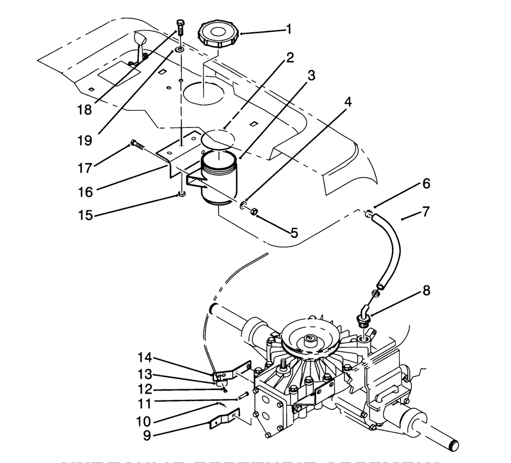 Hydraulic Reservoir Assembly Diagram and Parts List for 72081 3900001 - 3999999 Toro Lawn Tractor