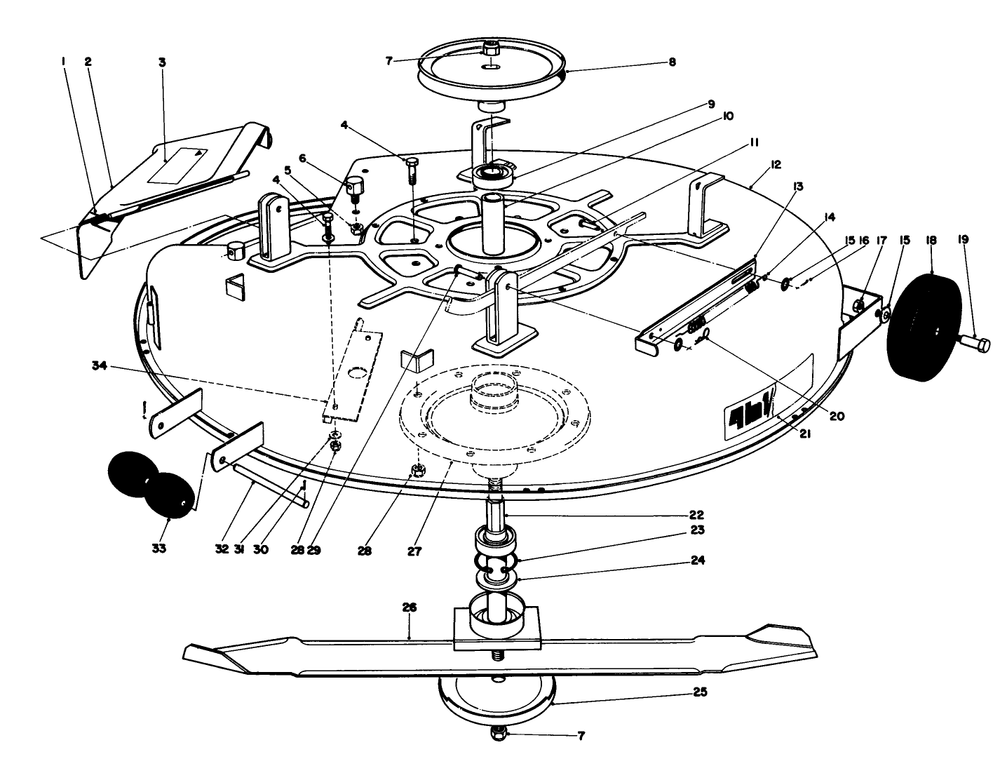 Cutting Deck Model 59130 Diagram and Parts List for 57300 4000001 - 4999999 Toro Lawn Tractor