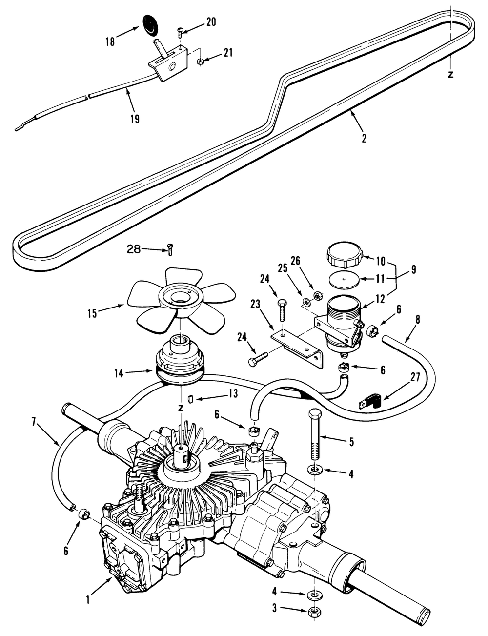 Transmission Assembly (212-H) Diagram and Parts List for R2-12O501 1000001 - 1999999 Toro Lawn Tractor