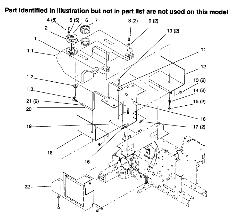 Fuel Tank Diagram and Parts List for 73422 6900001 - 6999999 Toro Lawn Tractor