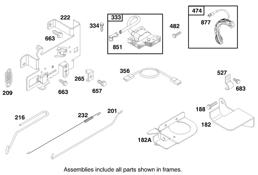 Engine Briggs & Stratton Model 28m707-1182-E1 Diagram and Parts List for 70089 9900001 - 9999999 Toro Lawn Tractor