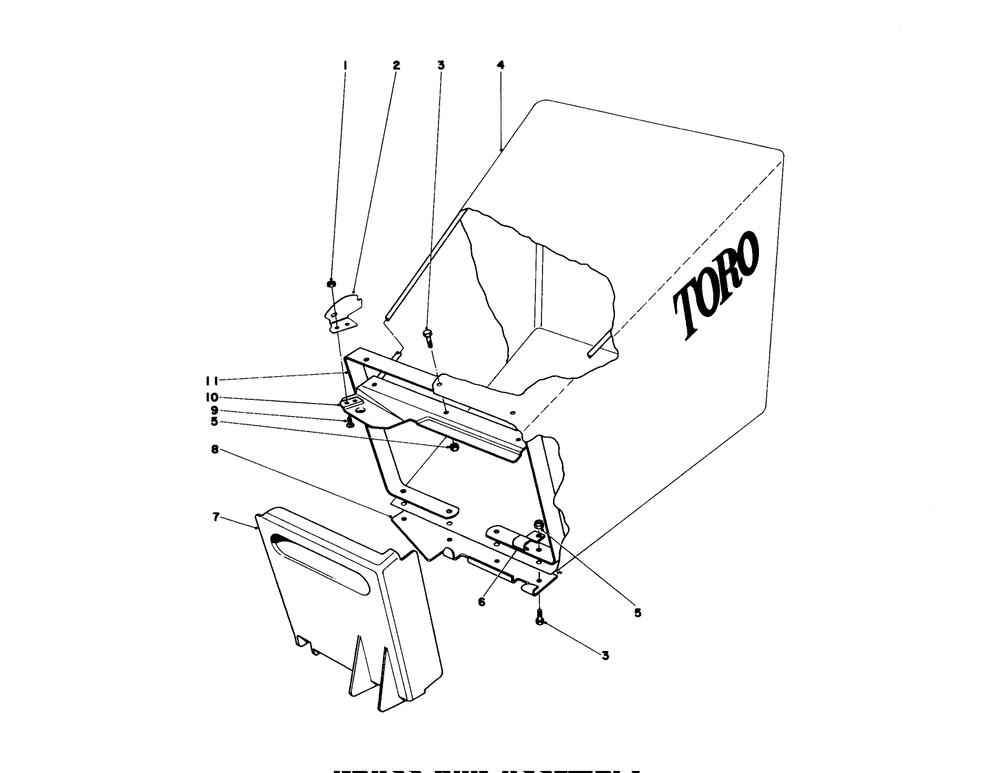 Grass Bag Assembly Diagram and Parts List for 20673 6000001 - 6999999 Toro Lawn Mower