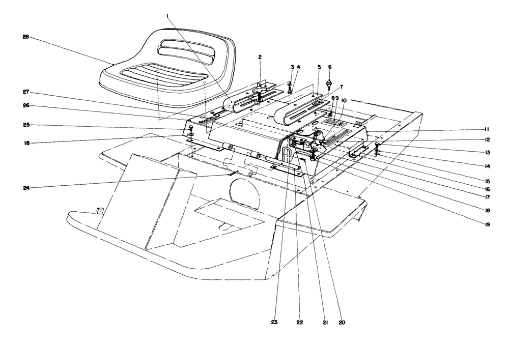 Seat And Mount Assembly Diagram and Parts List for 30550 80000001 - 89999999 Toro Lawn Tractor