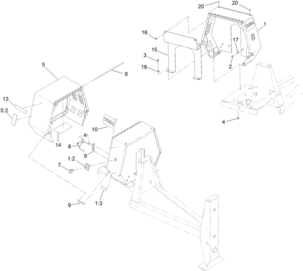 Cowl Assembly Diagram and Parts List for 68004 402000000 - 404319999 Toro Cement Mixer