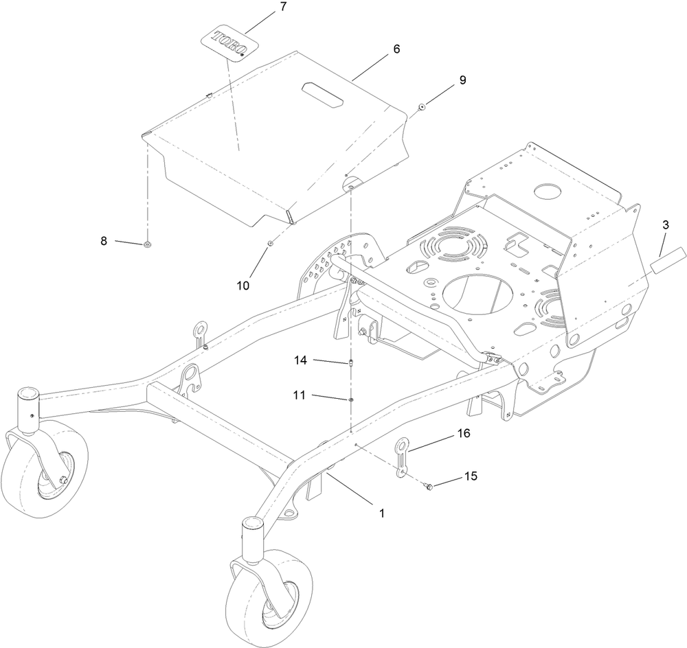 Hood Assembly Diagram and Parts List for 44454 413000000 - 999999999 Toro Lawn Mower