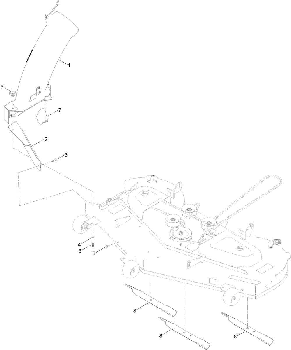 Chute Assembly Diagram and Parts List for 79601 400000000 - 999999999 Toro Lawn Tractor