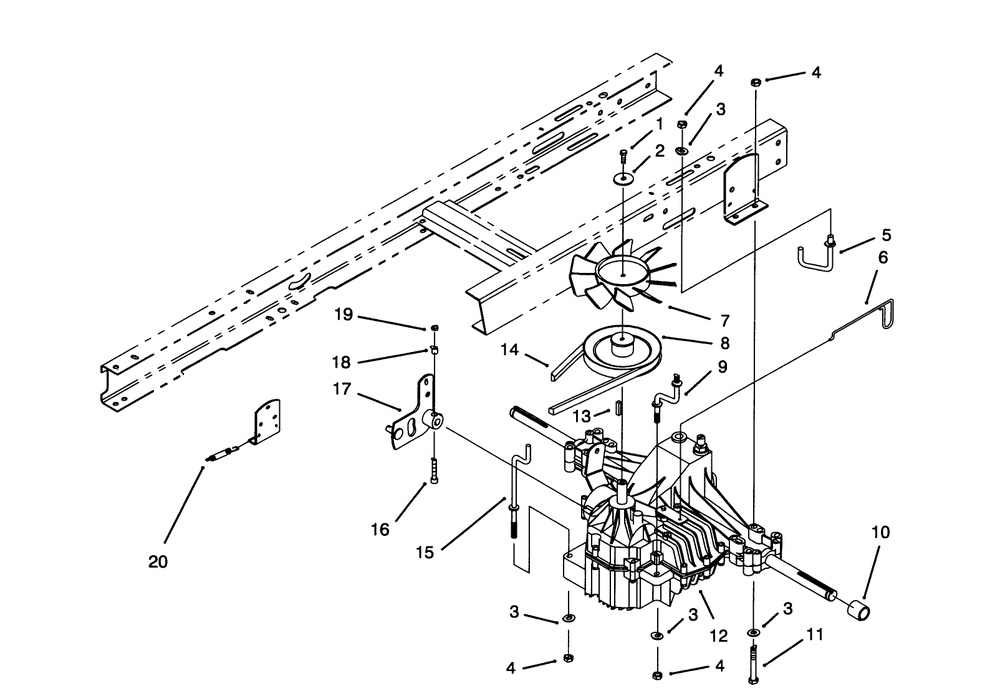 Transaxle Assembly Diagram and Parts List for 71203 3900001 - 3999999 Toro Lawn Tractor