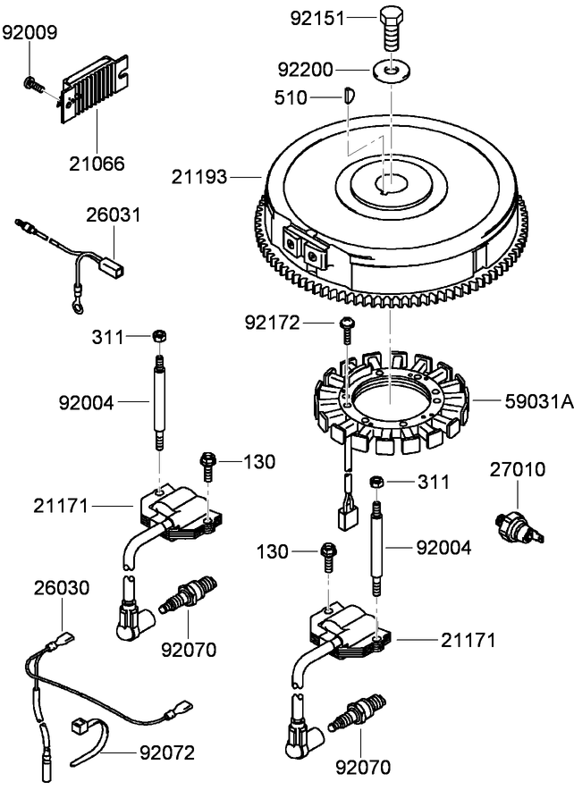 Electric Equipment Assembly Diagram and Parts List for 74558 (290003001-290999999)(2009) Toro Lawn Mower
