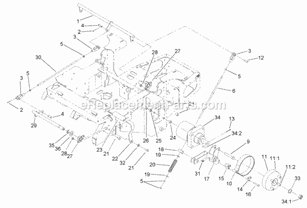 Parking Brake System Assembly Diagram and Parts List for 74177 230007001-230999999 Toro Lawn Mower
