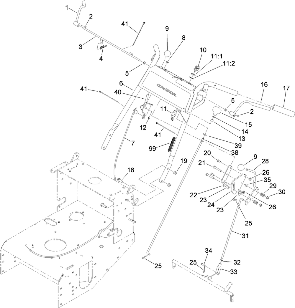 Upper Control Assembly Diagram and Parts List for 39934 (310000001-310999999)(2010) Toro Lawn Mower