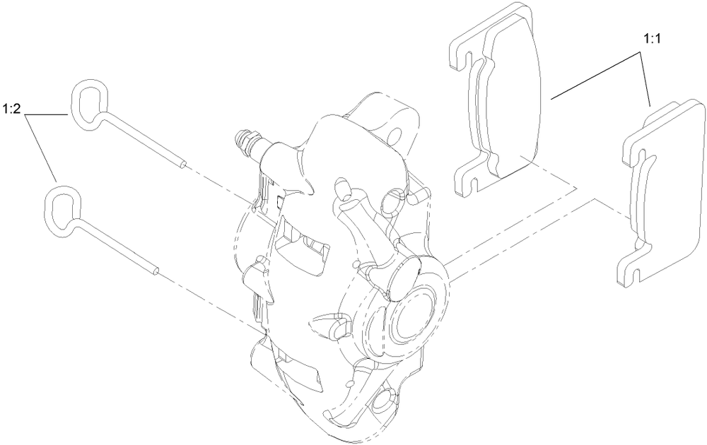 Left Hand Caliper Assembly No. 107-0361 Diagram and Parts List for 12004TC 260000001 - 260999999 Toro Lawn Tractor