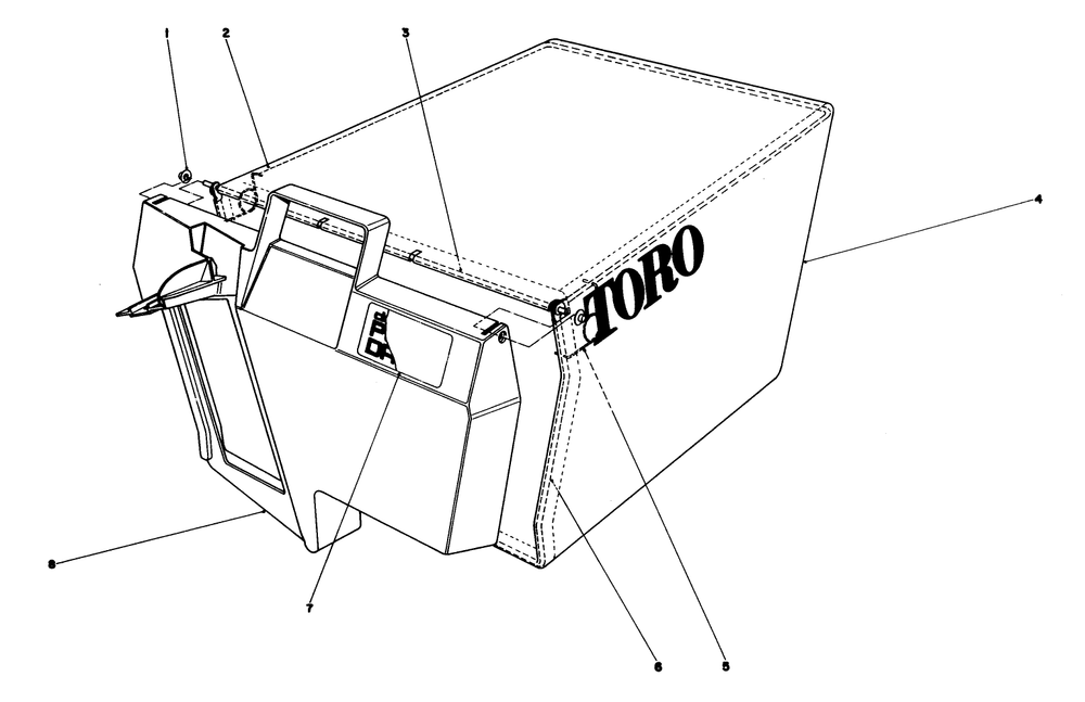 Grass Bag Assembly Diagram and Parts List for 20705 0000001 - 0999999 Toro Lawn Mower