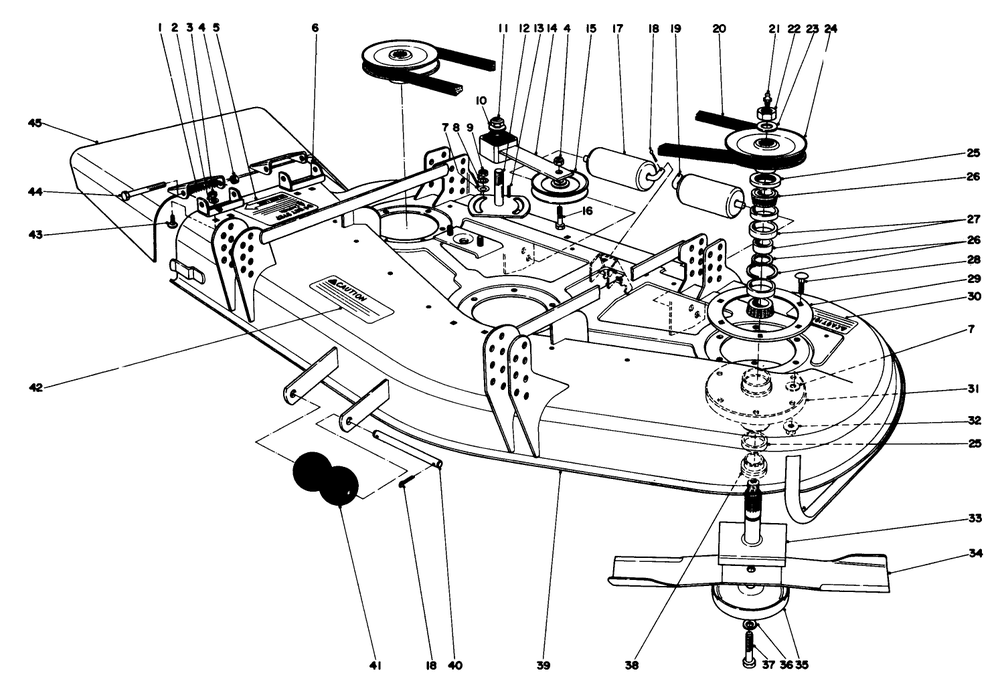 Cutting Unit Assembly Diagram and Parts List for 30775 100001 - 199999 Toro Lawn Tractor